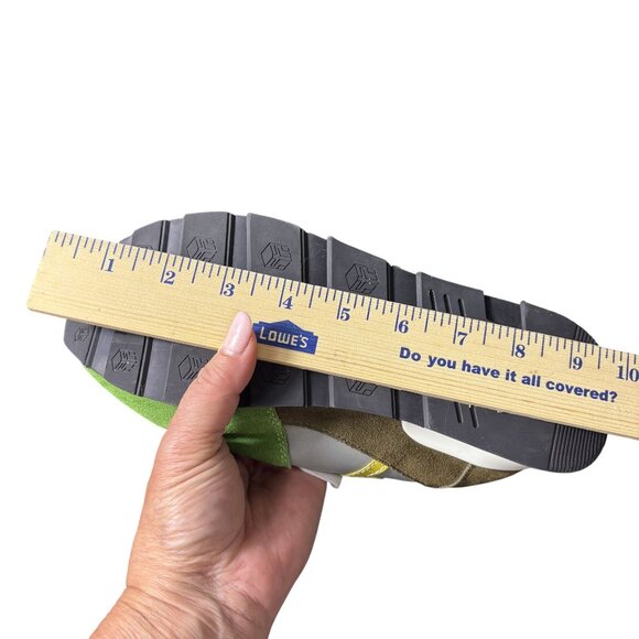 Vintage-Inspired OPP Green & Yellow Suede Running Shoes With White Laces - Picture 13 of 15